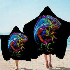 Colorful Iguana Black Theme SWLS6125 Hooded Towel