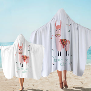 You Are So Cute - Pink Llama SWLS6130 Hooded Towel