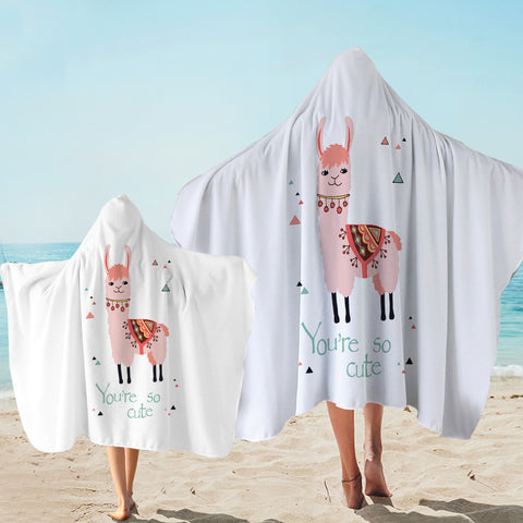 Image of You Are So Cute - Pink Llama SWLS6130 Hooded Towel