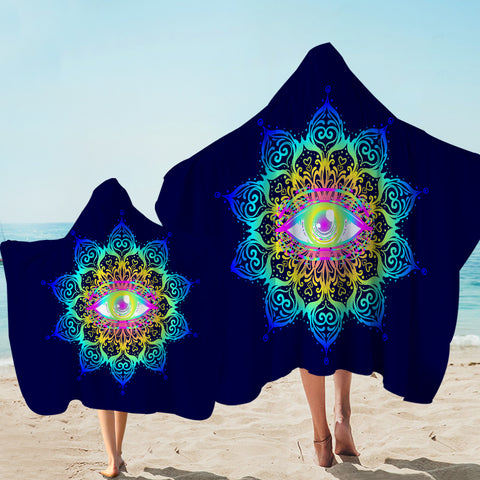 Image of Colorful Magical Eye Dark Blue Theme SWLS6132 Hooded Towel