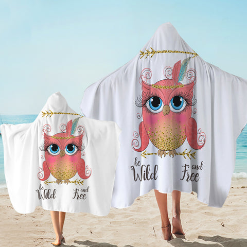 Image of Wild & Free - Pink Owl SWLS6212 Hooded Towel