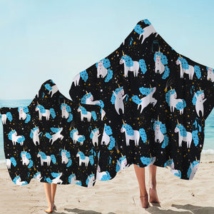 Galaxy Blue Hair Unicorn Collection SWLS6218 Hooded Towel