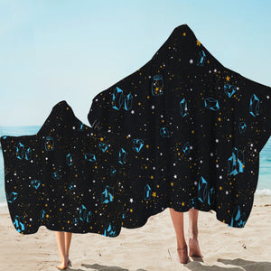 Galaxy Blue Diamonds Collection Black Theme SWLS6219 Hooded Towel