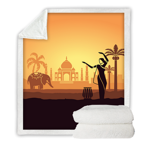 Image of Taj Mahal Woman Dancing SWMT3306 Soft Sherpa Blanket