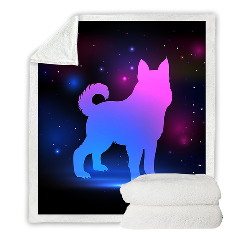 Image of Starlight Silhouette Dog SWMT3308 Soft Sherpa Blanket