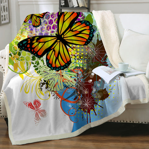 Image of Colorful Butterfly SWMT3311 Sherpa Fleece Blanket