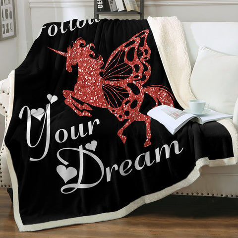 Image of Follow Your Dream - Unicorn SWMT3313 Sherpa Fleece Blanket