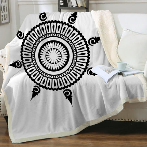 Image of B&W Simple Mandala SWMT3314 Sherpa Fleece Blanket