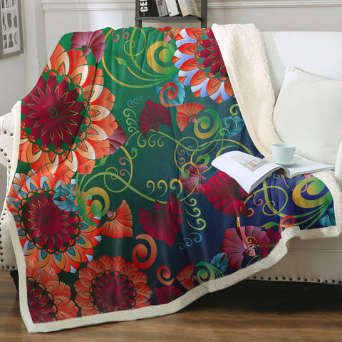 Image of Hot Color Flowers SWMT3316 Sherpa Fleece Blanket