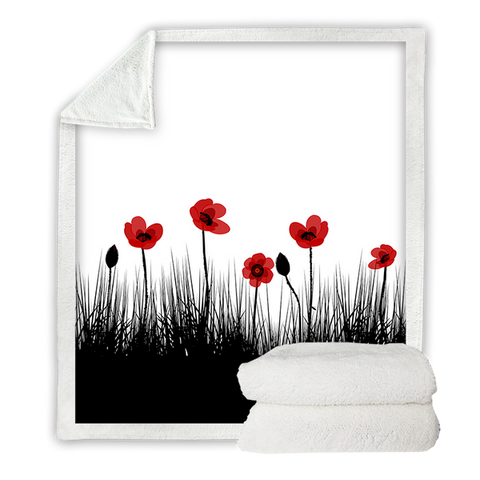 Image of Ink Poppies Flower SWMT3332 Soft Sherpa Blanket