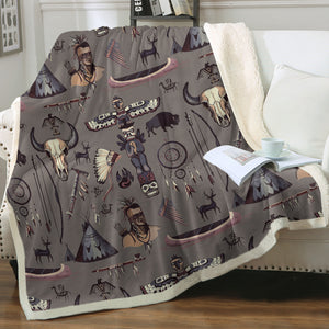 Brown Hunter Bohemian Pattern SWMT3337 Sherpa Fleece Blanket