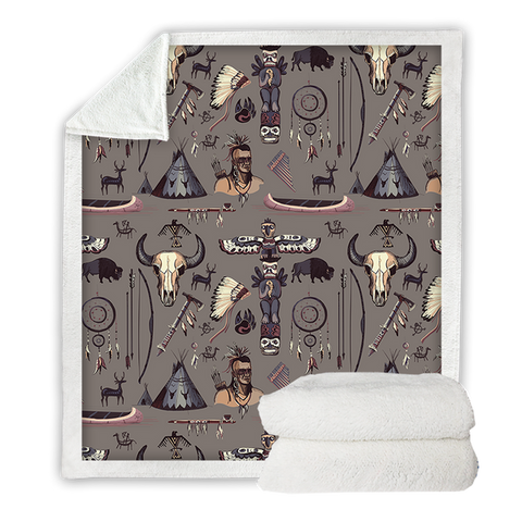 Image of Ancient Canoe Skull SWMT3337 Soft Sherpa Blanket