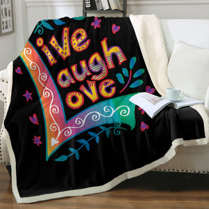 Colorful Live Laugh Love SWMT3346 Sherpa Fleece Blanket