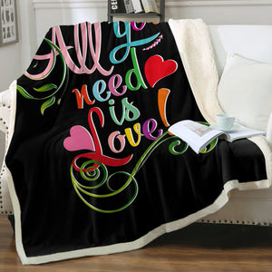 Colorful All You Need Is Love SWMT3348 Sherpa Fleece Blanket