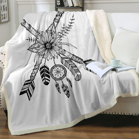 Image of Floral Dreamcatcher & Arrows SWMT3350 Sherpa Fleece Blanket