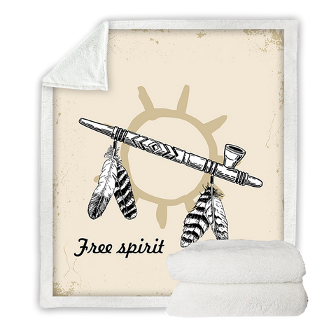 Image of Free Spirit Feathers Pipe SWMT3352 Soft Sherpa Blanket