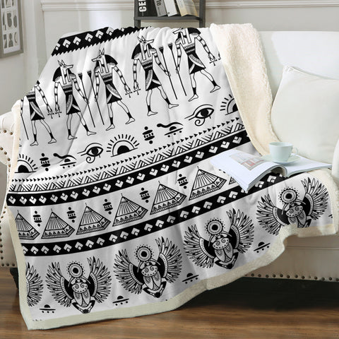 Image of Ancient Egyptian Aztec Print SWMT3359 Sherpa Fleece Blanket