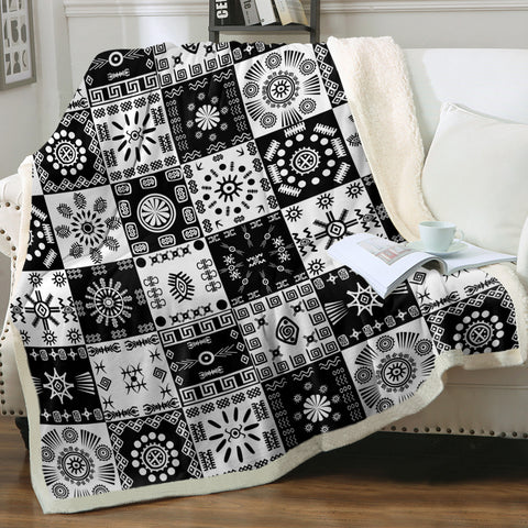 Image of Aztec Checkerboard SWMT3361 Sherpa Fleece Blanket