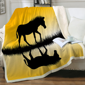 Reflect Horse on River SWMT3365 Sherpa Fleece Blanket