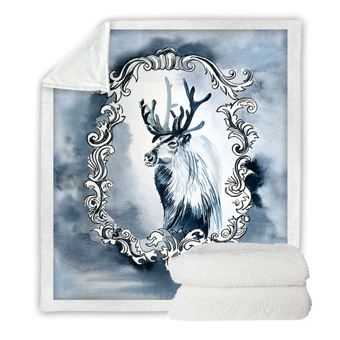 Image of Elk Floral Frame SWMT3366 Soft Sherpa Blanket