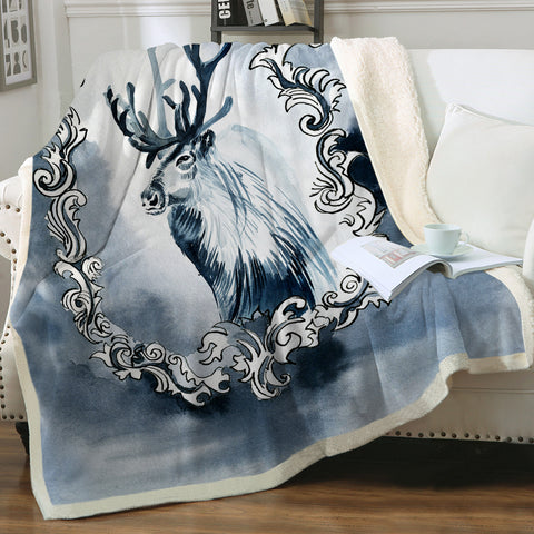 Image of Elk Sketch On The Mirror SWMT3366 Sherpa Fleece Blanket