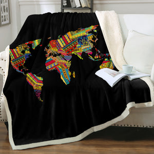 Colorful Aztec Map SWMT3370 Sherpa Fleece Blanket