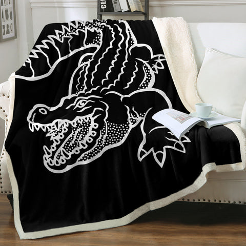 Image of Crocodile Sketch SWMT3382 Sherpa Fleece Blanket