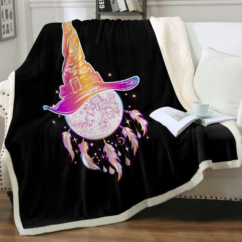 Image of Colorful Gradient Witch Hat Dreamcatcher SWMT3385 Sherpa Fleece Blanket
