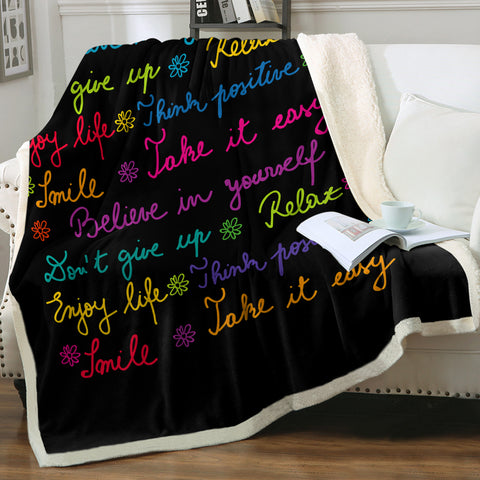 Image of Colorful Believe In Yourself Text  SWMT3387 Sherpa Fleece Blanket