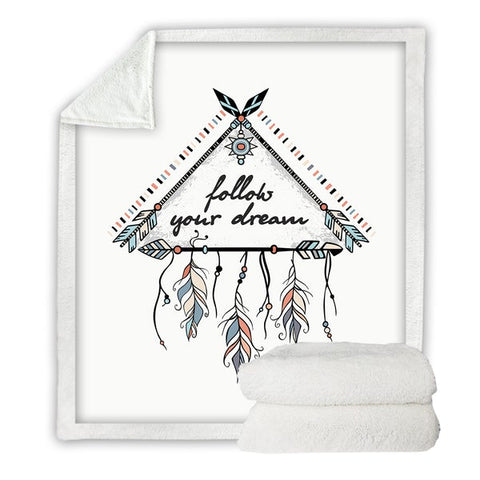 Image of Wooden Arrow Feather Dreamcatcher SWMT3462 Soft Sherpa Blanket