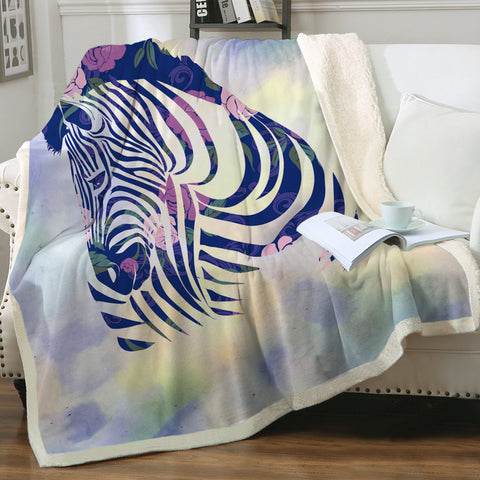 Image of Floral Pink & Purple Zebra  SWMT3466 Sherpa Fleece Blanket