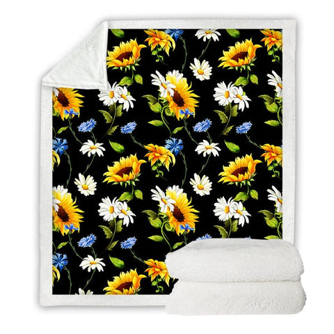 Image of Chamomile Flowers Pattern SWMT3467 Soft Sherpa Blanket