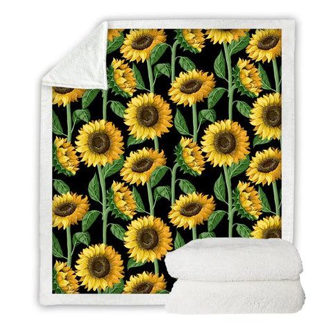 Image of Dark Night Sunflower SWMT3472 Soft Sherpa Blanket