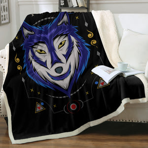 Blue Wolf Bandana SWMT3477 Sherpa Fleece Blanket