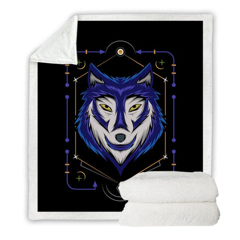 Image of Dark Blue Wolf SWMT3478 Soft Sherpa Blanket