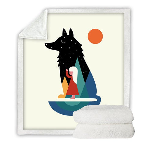 Image of Abstract Girl Inside Wolf SWMT3482 Soft Sherpa Blanket