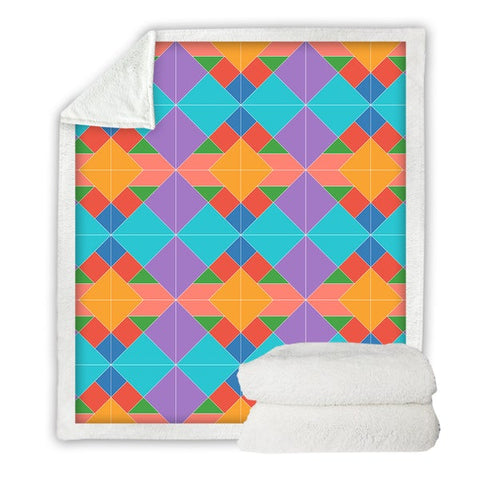 Image of Colorful Geometric Pattern SWMT3490 Soft Sherpa Blanket