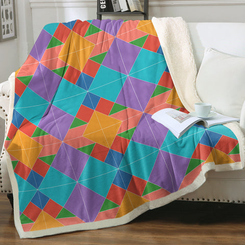 Image of Colorful Triangles in Rhombus SWMT3490 Sherpa Fleece Blanket