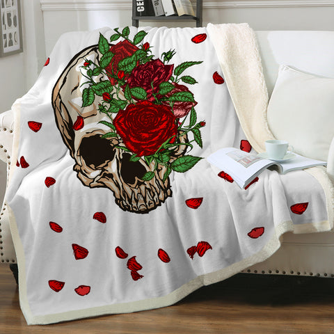 Image of Floral Skull SWMT3587 Sherpa Fleece Blanket