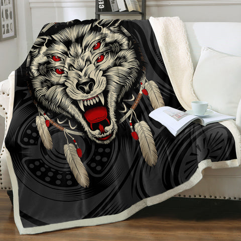 Image of Evil Wolf Dreamcatcher SWMT3590 Sherpa Fleece Blanket