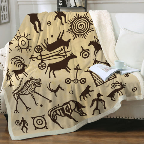 Image of Country Animal Sketch SWMT3592 Sherpa Fleece Blanket