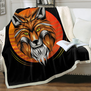 Orange Wolf Illustration SWMT3597 Sherpa Fleece Blanket