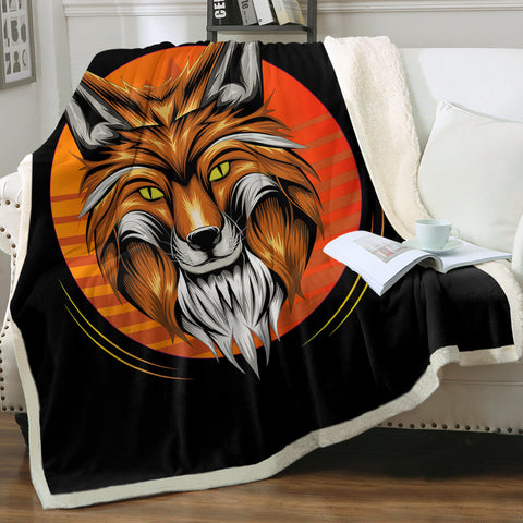 Image of Orange Wolf Illustration SWMT3597 Sherpa Fleece Blanket