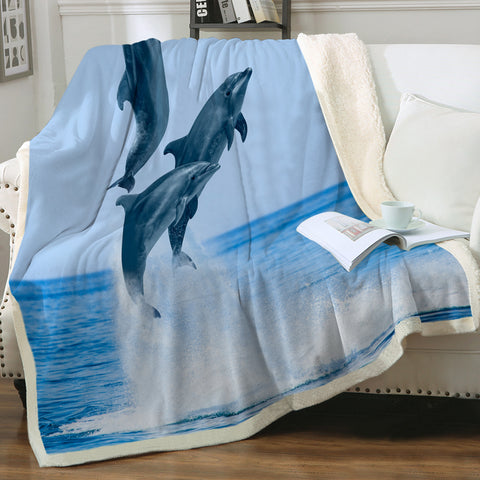 Image of Three Jumping Dolphin SWMT3600 Sherpa Fleece Blanket