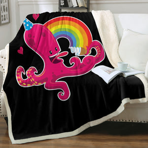 Rainbow In Love Octopus SWMT3604 Sherpa Fleece Blanket