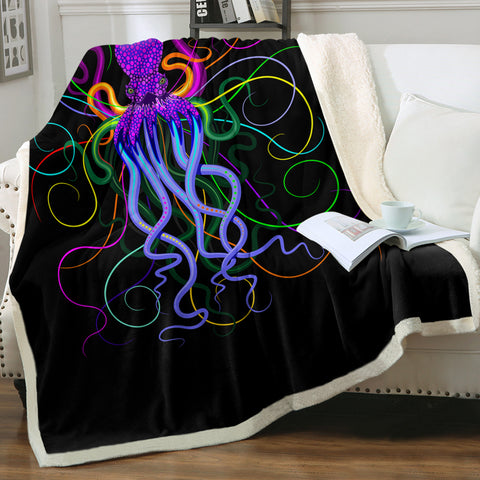 Image of Neon Colorful Octopus SWMT3605 Sherpa Fleece Blanket
