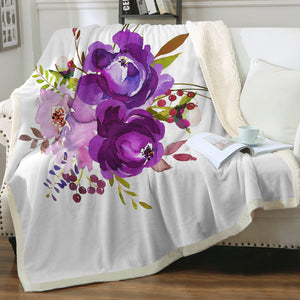 Purple Flower SWMT3615 Sherpa Fleece Blanket