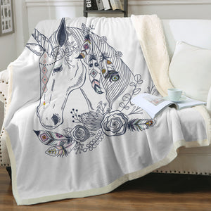 Floral Unicorn Sketch SWMT3652 Fleece Blanket