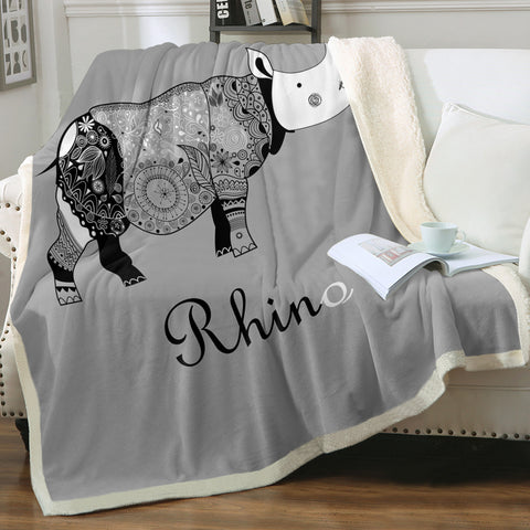 Image of B&W Aztec Rhino SWMT3657 Fleece Blanket