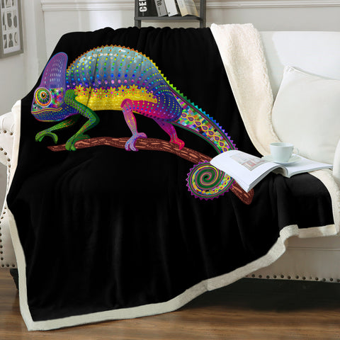 Image of Colorful Aztec Chameleon SWMT3665 Fleece Blanket